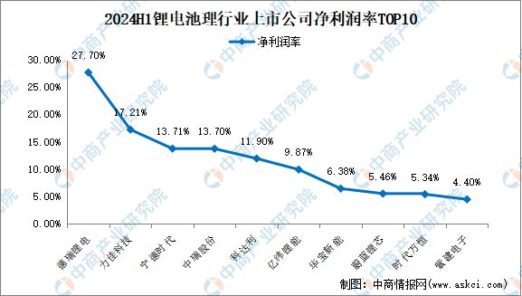 2024年上半年中国锂电池行业上市公司业绩排行榜(图4)