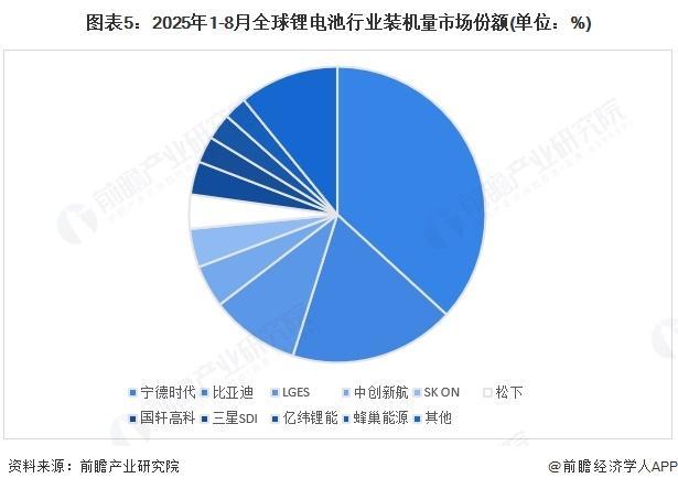 【前瞻分析】2025年全球锂电池行业市场需求及装机量市场份额(图2)